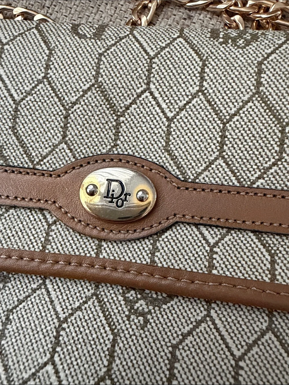 Vintage Christian Dior honeycomb coated canvas